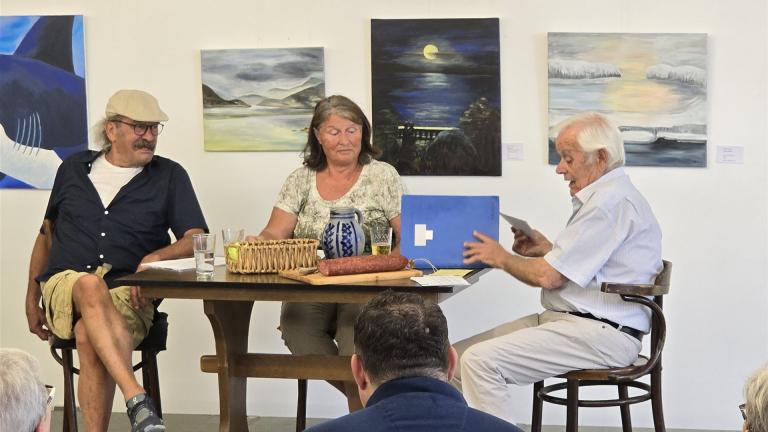 Heike Heinz, Rolf Henrich, Norbert Schmidt und die Roue-Woscht.