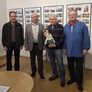 Klaus Rüspeler, Klaus Ruppert, Karlheinz Reeh und Klaus Ewald Schmidt im Heimatmuseum Rodheim-Bieber