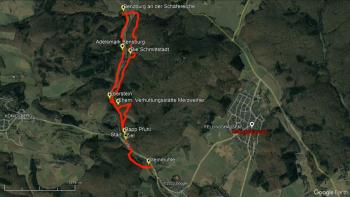 Blick aus Vogelperspektive auf die Wanderstrecke